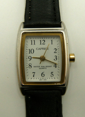Vintage Caprice Lady's Tank Watch New Black Leather Strap - Serviced (7841)