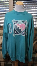 VTG Grandma Heart Graphic Sweatshirt XL Green Jerzees Valentine Cottagecore USA