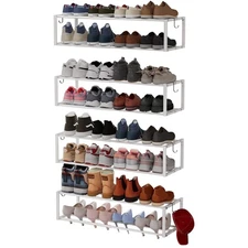 4 Pack Expandable Wall Mounted Shoe Rack, 17"-30"Adjustable Hanging Shoe Rack...