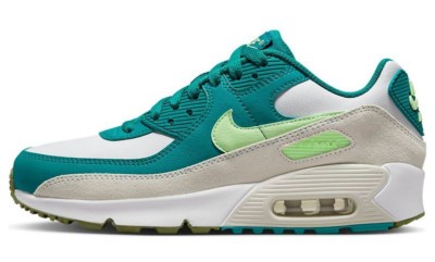 Nike Kids Air Max 90 LTR Green Yellow White Sz 7y CD6864 124 Fashion Shoes