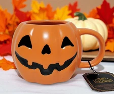 NEW Global Design Figural Orange Jack O Lantern Mug 19 OZ NWT Halloween