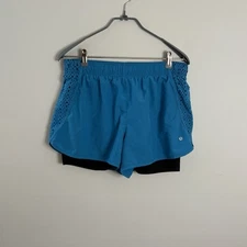 Xersion Women’s Large Blue Athletic Shorts Liner Compression Workout Running F4