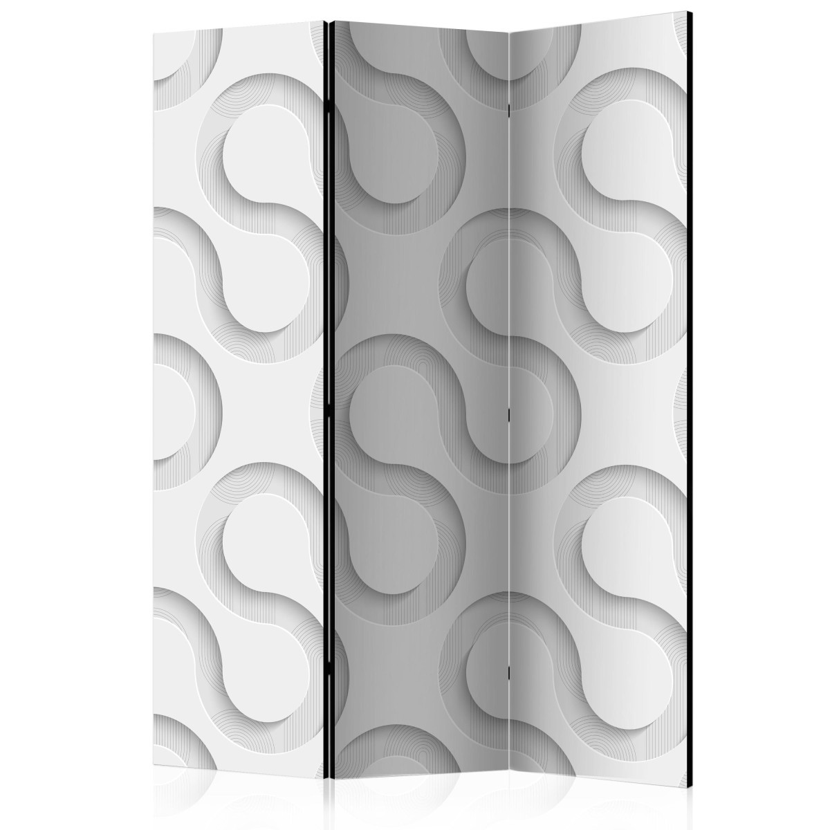 Paravent 3 volets Serpentines 135x172cm en tissu robuste et bois noble