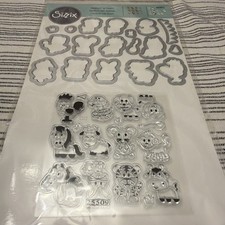 SIZZIX FRAMELITS STAMP & DIES 35 PIECE SET ZODIAC ANIMALS LION RABBIT PIG SHEEP