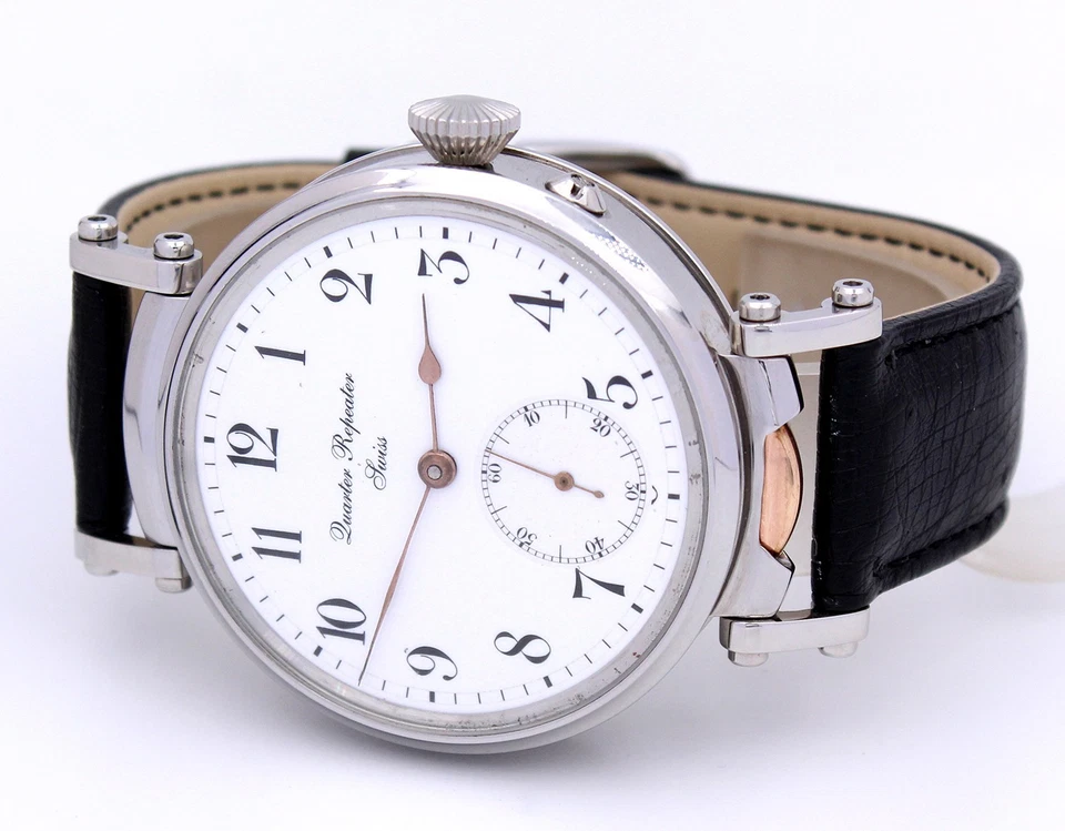 Noble Viertelrepetition swiss Mariage Wristwatch 52mm ca. 1900 Quarter Repeater - Bild 4 von 4