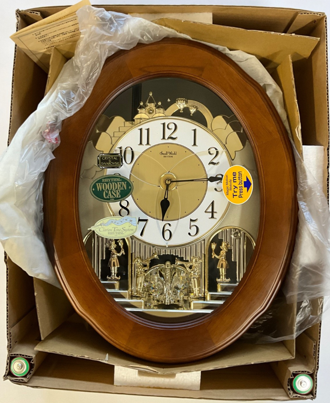 SMALL WORLD RHYTHM TIMECRACKER CLOCK SWAROVSKI CRYSTAL MUSIC MOTION 4MH780 R