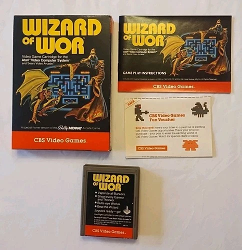 Wizard of Wor (Atari 2600, 1982) CIB COMPLETE IN BOX W/ MANUAL & WARRANTY CARD