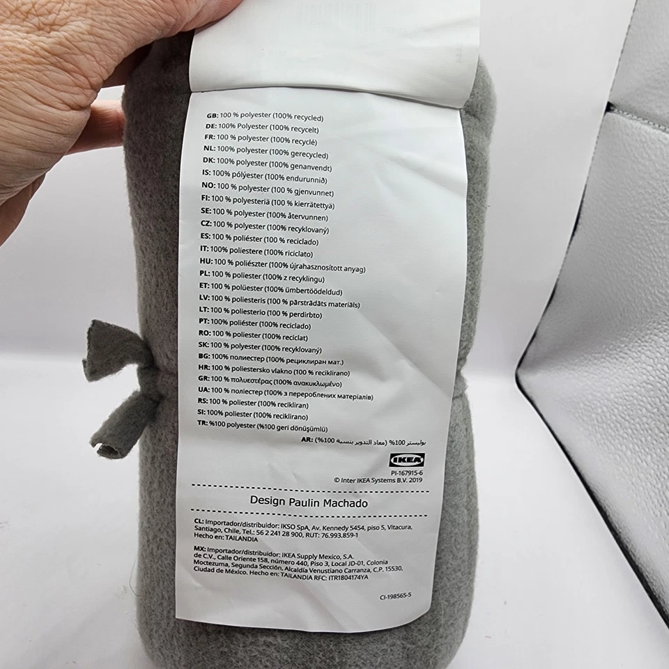 IKEA Vitmossa Fleece Throw 47x63" Blanket Gray Grey Striped Soft Polyester - Image 4 of 4