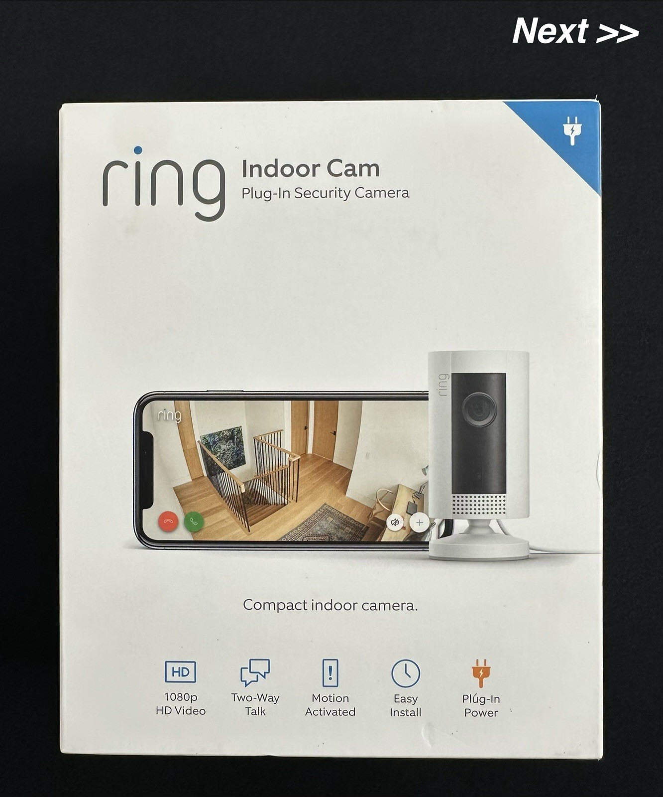 Ring Indoor Cam ( 1st Gen ) Compact Plug-In HD Security Camera With Two-Way Talk