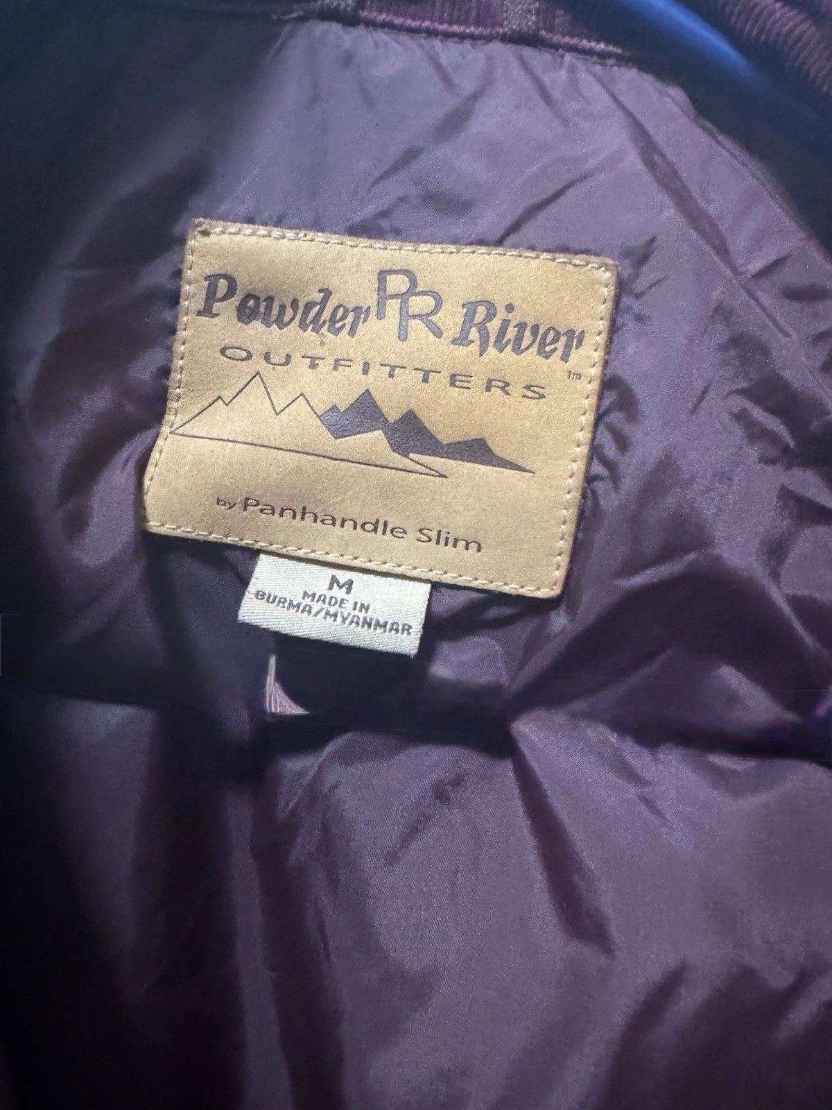 Powder River Outfitters Men's Burgundy Canvas Lined Jacket Snap/Zip Pockets M image 6