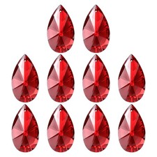 K9 Crystal Pendants Beads, 10 Pack 38mm Chandelier Prisms Decor Red