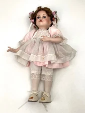 Vintage Paradise Galleries 14" Porcelain Doll - Brown Curl Hair Party for Sarah