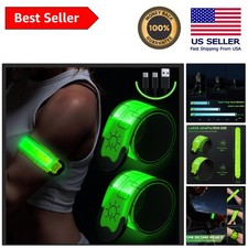 Rechargeable LED Running Lights - High Visibility Reflective Arm Bands 2-Pack 
