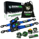 Rhino USA Retractable Ratchet Straps For 2 Pack, 2 Inch X 10 Feet, Blue