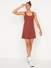Old Navy PowerSoft Square Neck Athletic Dress 3X Cherry Birch Rust NWT