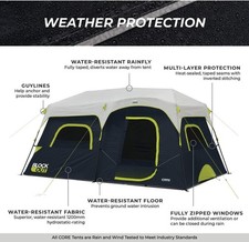 CORE Blackout Instant Cabin Tent  Large Family Pop Up Dark Room Tent 1Set