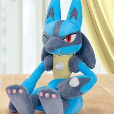 Pokemon Lucario Sitting BIG Plush Mofugutto Tail Showcase Used