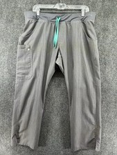 FIGS Cargo Scrub Pants XLP Petite Gray/Teal Style Kade T21004P Medical Uniform