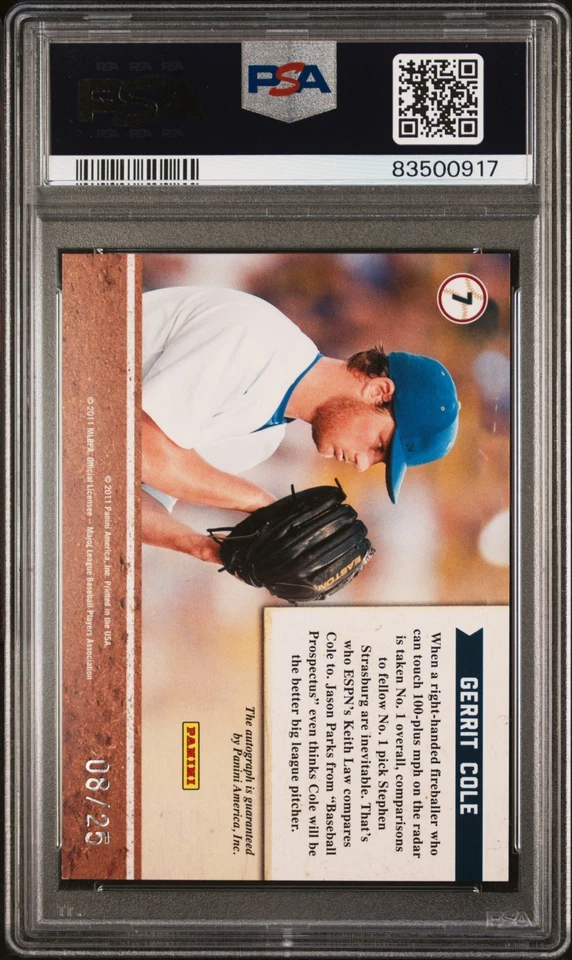 (POP 1) 2011 Donruss Elite /25 Gerrit Cole Rookie Auto Psa 9 - Image 2 of 2