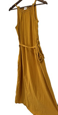 GAP M Linen High Neck Halter Tie Dress Gold festival minimalist capsule Boho