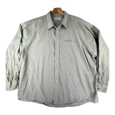Pierre Balmain Striped Dress Shirt 18.5 35 Light Green Cotton Long Sleeve