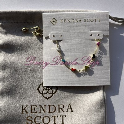  Kendra Scott Haven Heart Gold Chain Bracelet in Multi Mix Color New  