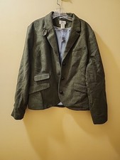 WOMEN'S LL BEAN GREEN HERRINGBONE TWEED BLAZER  Wool MIX SZ 20 Riding Jacket NEW