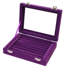 60 Slots Jewelry Ring Display Organizer Tray Holder Earrings Storage Boxes Case