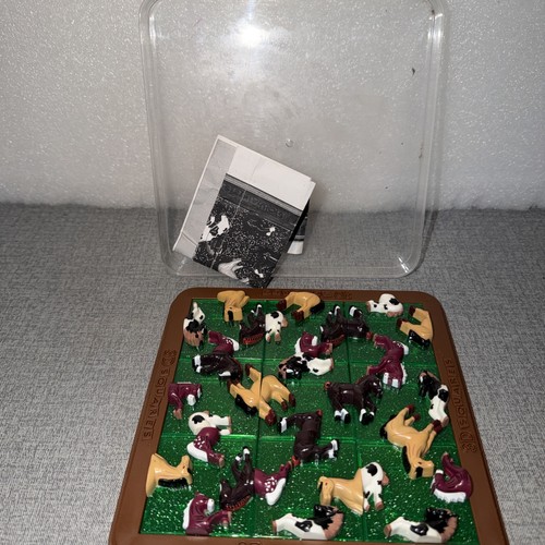 Vintage 2002 DaMert Company 3D Squares Puzzle Horses & Cows with Case 9 Pieces