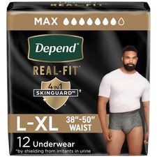 Depend Real Fit Adult Diapers, Incontinence Underwear for Men, Disposable, Ma...