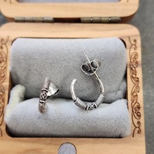 925 Sterling Silver Bali Tribal Hoop Earrings Small Twist Stamped 1.56g .5"