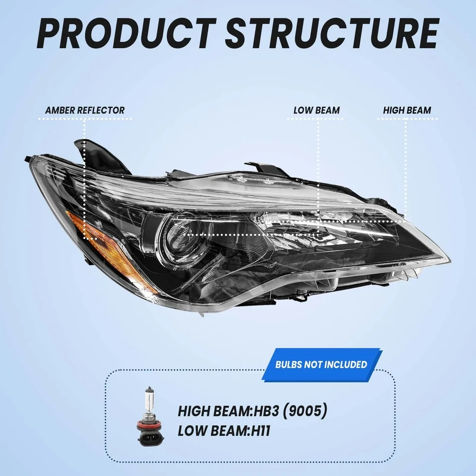 Faros negros para Toyota Camry LE SE XLE XSE 2015 2016 2017 PAR Foto 3 de 4