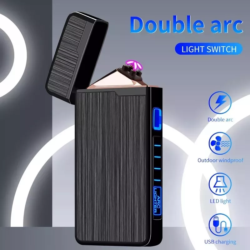 Electric Plasma Rechargeable Flameless Arc Lighter USB Double Touch Sensor  UK