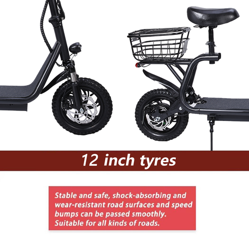 Electric Scooter Adult Off Road 50KM/H 12'' 50km Foldable Travel Bike w/ Seat - Picture 12 of 14