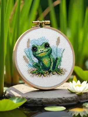 RIOLIS Gezähltes Kreuzstich-Set 2286 Kleiner Frosch - Grünes kleines Wasserwesen