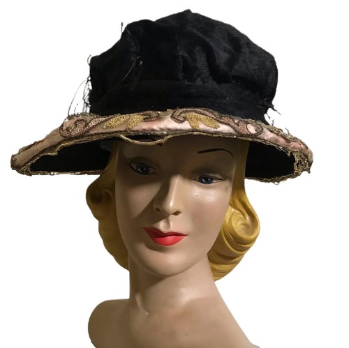 Bailey Tomlin London Ladies Black Brown Velvet Rose Hat M  display picture 1