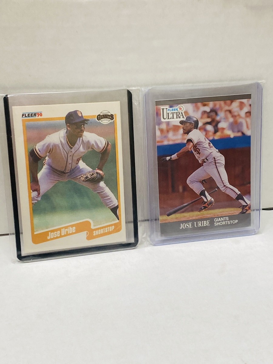 1990 Jose Uribe Fleer *RARE* Error Card- Pristine Condition! 2 ERROR CARDS 