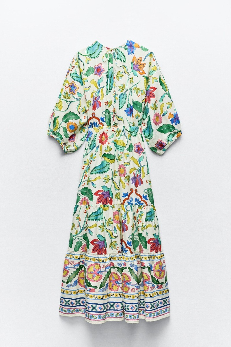 Zara Printed Linen Blend Dress With Knot Floral Multi XS S Small 3313/478 New | eBay Zara Printed Linen Blend Dress With Knot Floral Multi XS S Small 3313/478 New | eBay