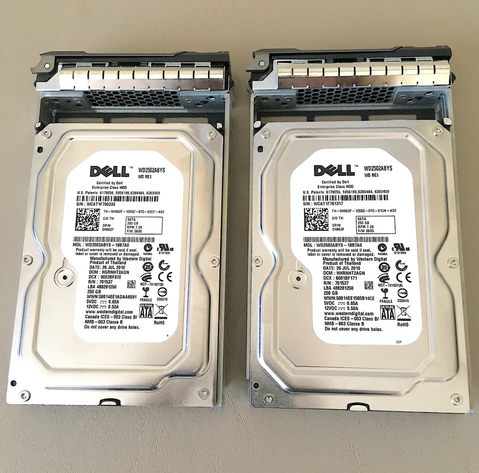 LOT (6) Dell 250GB & 500GB 7200 RPM HDD - 4 X 500GB (M020F) - 2 X 250GB (H962F) - Image 4 of 4