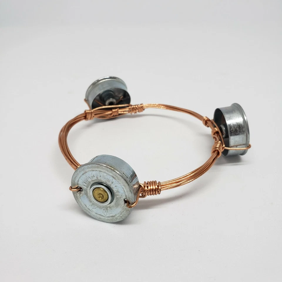 Handmade Winchester 12 GA Shell Bracelet Statement Copper Wire Statement Jewelry - Image 3 of 4