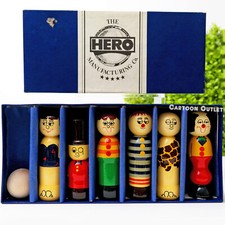 Vintage The Hero Mfg Co Handmade Wooden Skittles Roger Copple Circus