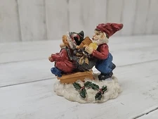 Vintage Christmas Elves Sledding Resun Figure 2 1/4"