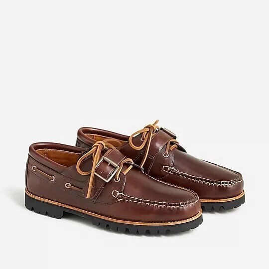 J.Crew Hampshire Hand-Sewn Buckled Moccasin Shoes Whiskey 10 1/2 BJ013 Brand New