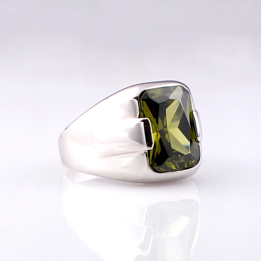 Anillo para hombre de plata de ley 925K turco hecho a mano joyería piedra peridoto todos los tamaños Foto 2 de 3