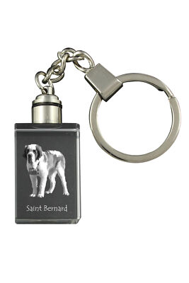 St. Bernard, Saint Bernard, Alpine Mastiff, Bernhardiner - Crystal key ring with