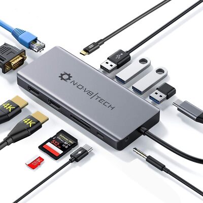 USB C Docking Station Dual Monitor 13 in 1 Triple Display USB C Hub Multiport