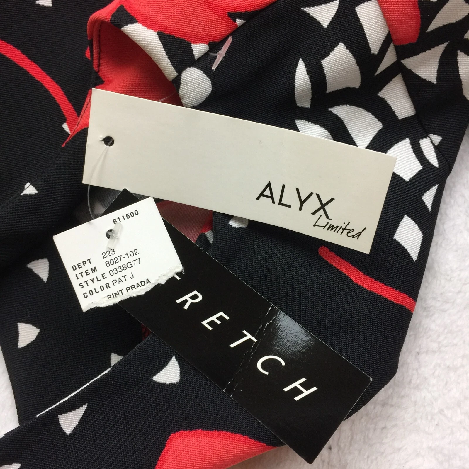Abito tubino Alyx Limited taglia 6 donna nero rosso stampa floreale senza maniche nuovo con etichette