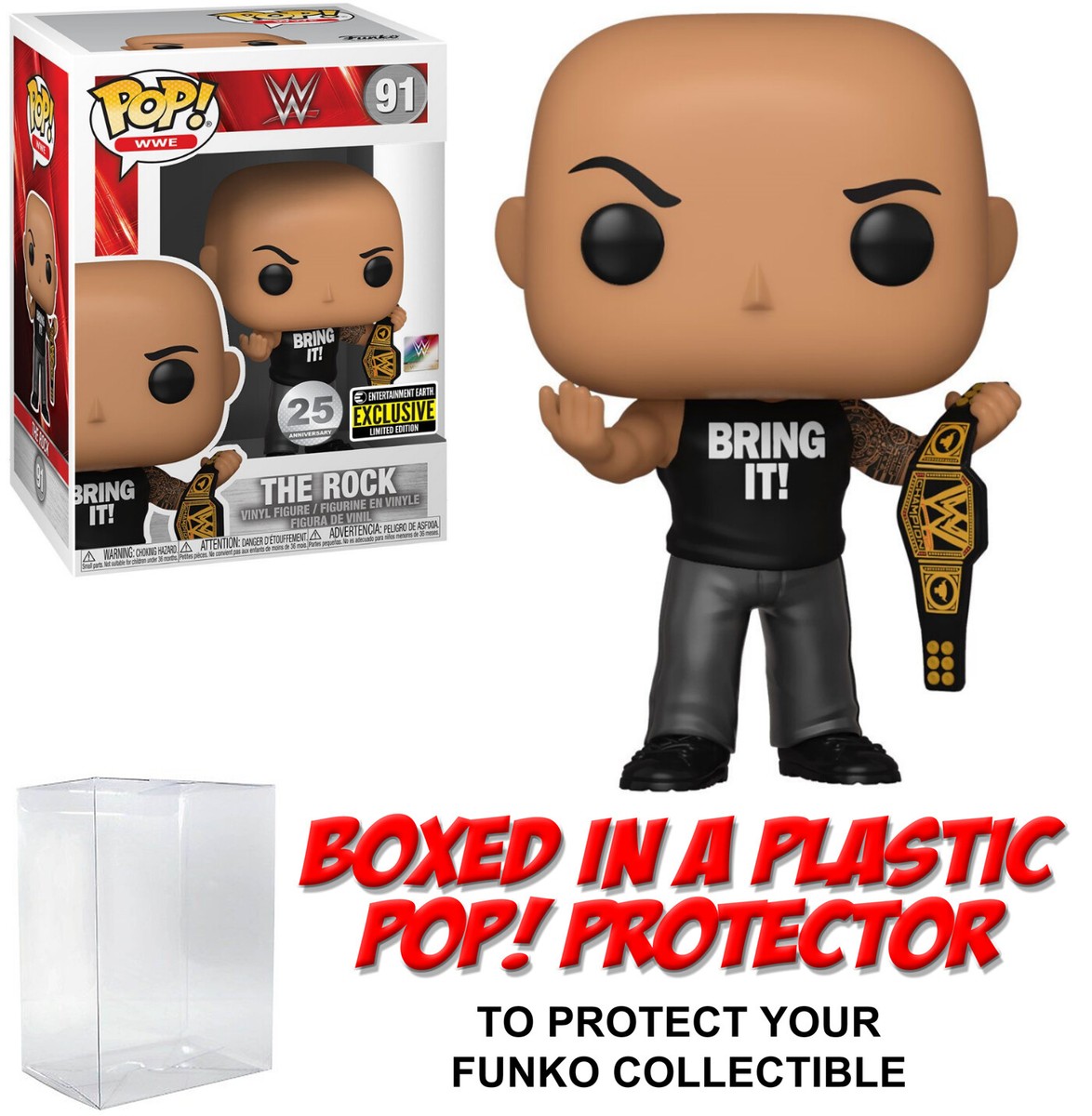 Funko POP! WWE ~ THE ROCK w/CHAMPIONSHIP BELT EXCLUSIVE (#91