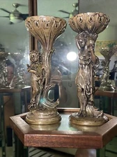 Tek Form 925 Plated Figurine Foot Dish or Candle Holders Signed FARO