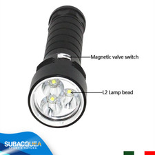 TORCIA SUBACQUEA RICARICABILE TRE LED SUB DIVING SCUBA TORCH BATTERIE 26650